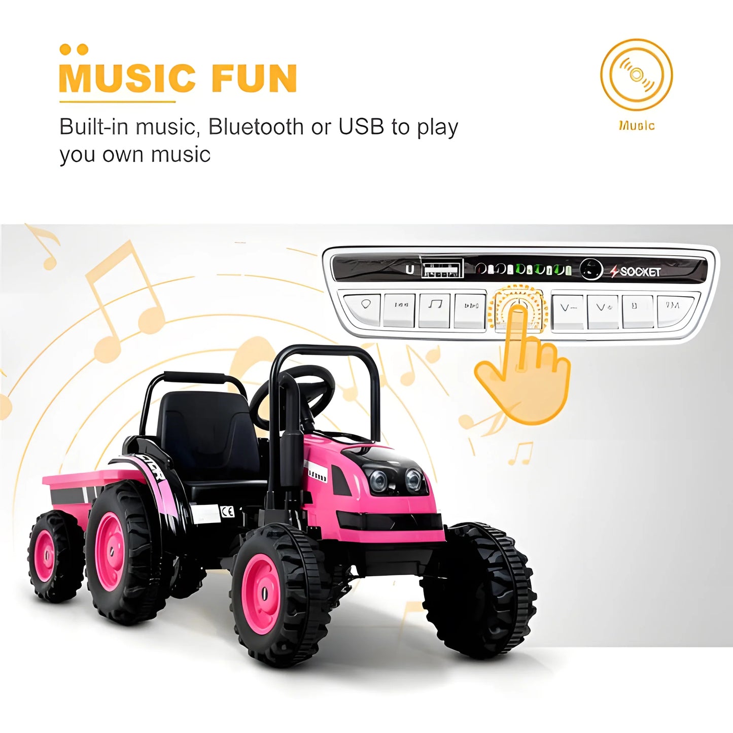 2025 6V Kids Ride-On Electric Tractor with Trailer – Parent Remote Included