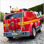 Best 12V Ride on Fire Truck 2 Seater Kids Ride On Car with Water Blaster and Remote Control - mrtoyscanada