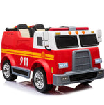 Best 12V Ride on Fire Truck 2 Seater Kids Ride On Car with Water Blaster and Remote Control - mrtoyscanada