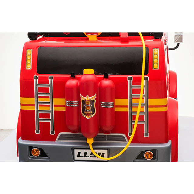 Best 12V Ride on Fire Truck 2 Seater Kids Ride On Car with Water Blaster and Remote Control - mrtoyscanada