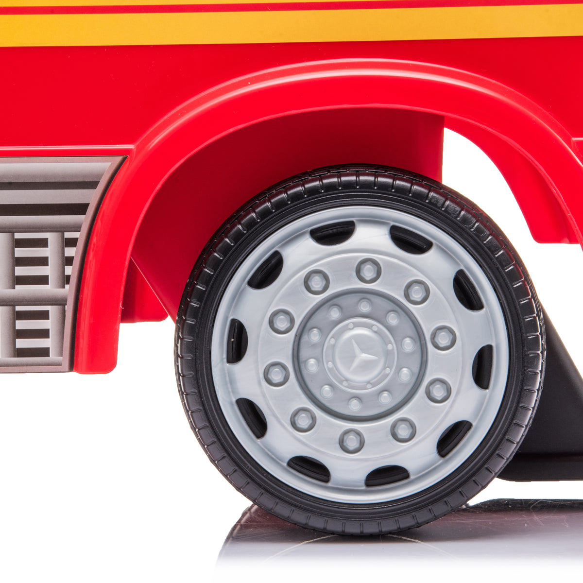 Push Mercedes Antos Fire Truck Foot-to-Floor Ride-On for Kids