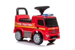 Push Mercedes Antos Fire Truck Foot-to-Floor Ride-On for Kids