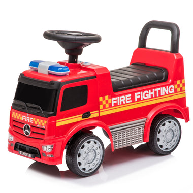 Push Mercedes Antos Fire Truck Foot-to-Floor Ride-On for Kids