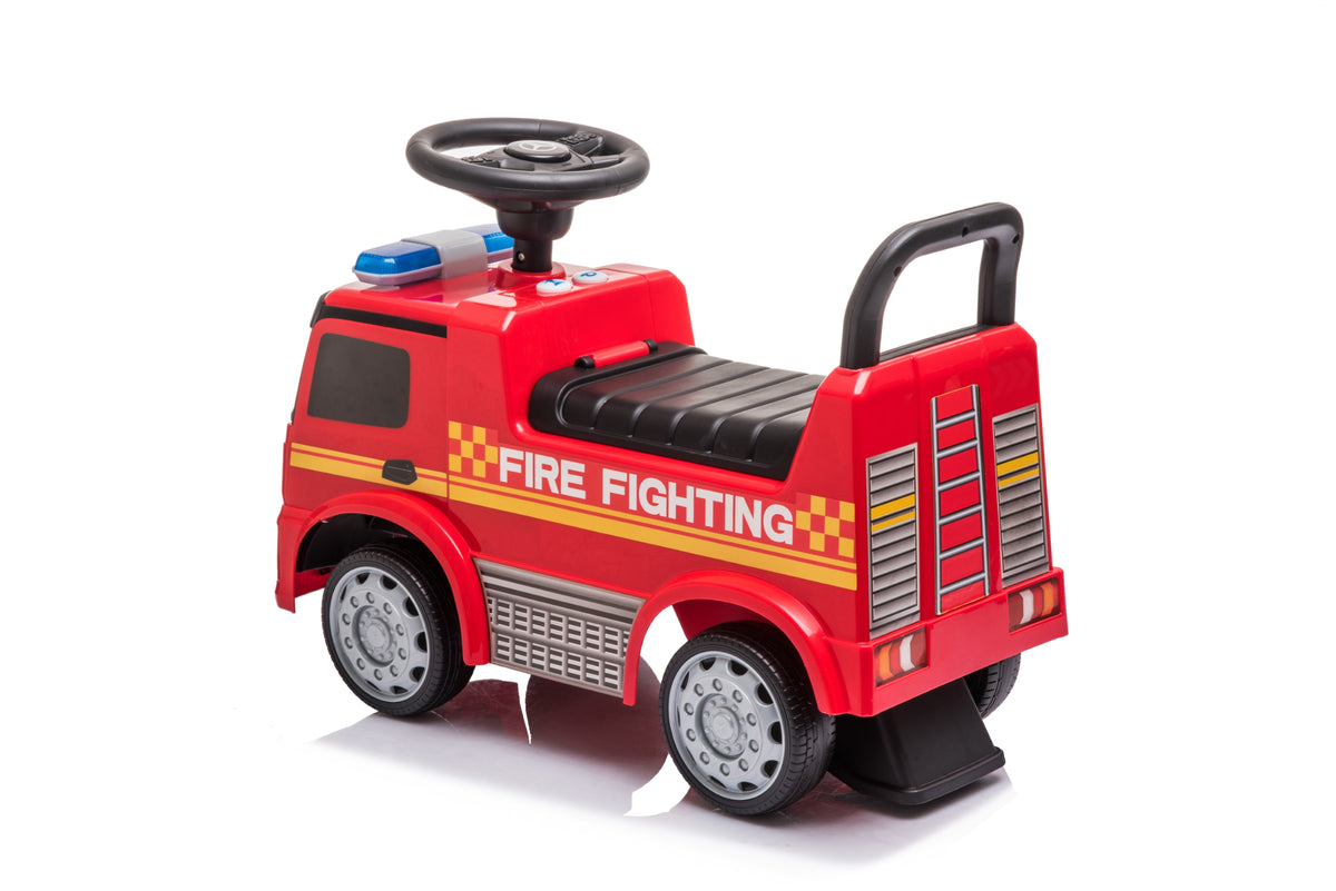 Push Mercedes Antos Fire Truck Foot-to-Floor Ride-On for Kids