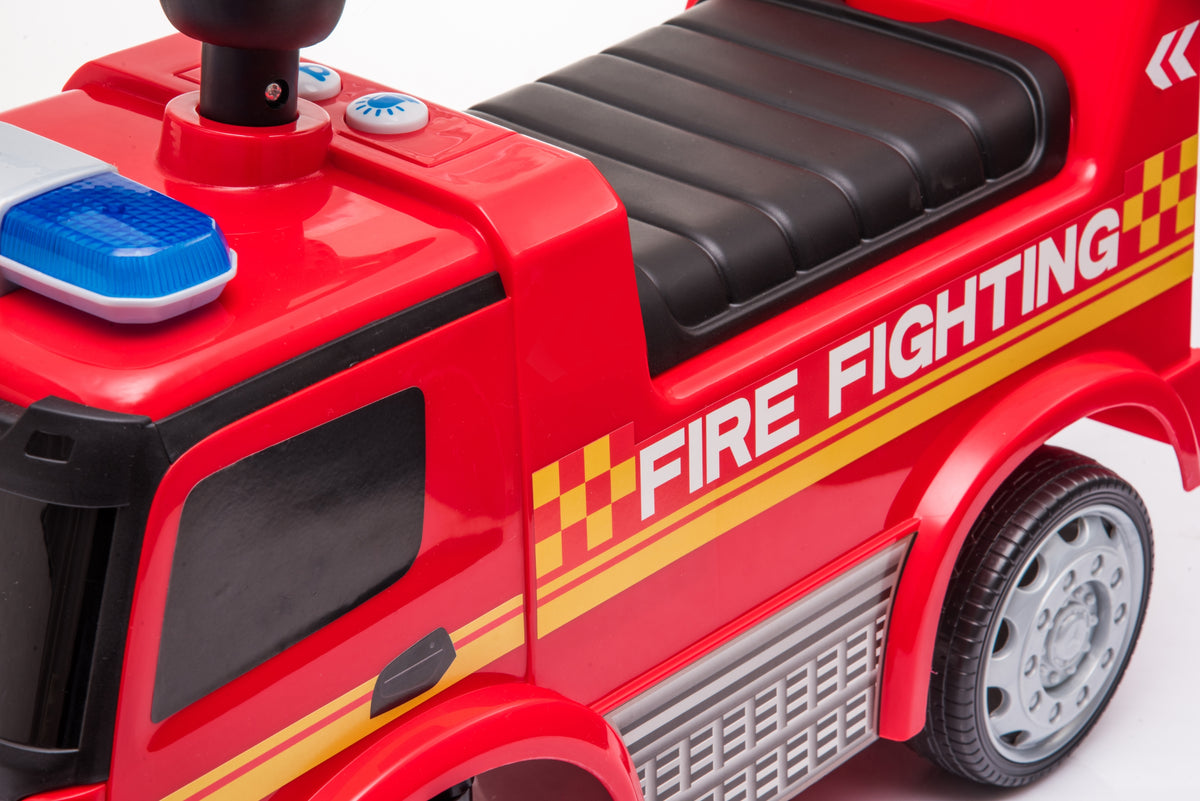 Push Mercedes Antos Fire Truck Foot-to-Floor Ride-On for Kids