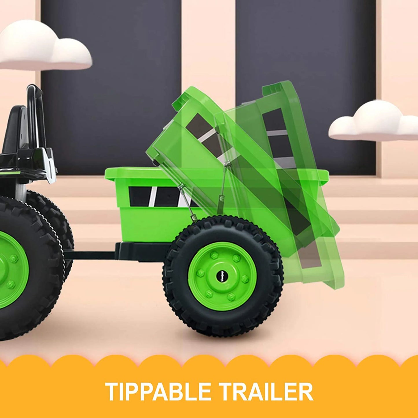 2025 6V Kids Ride-On Electric Tractor with Trailer – Parent Remote Included