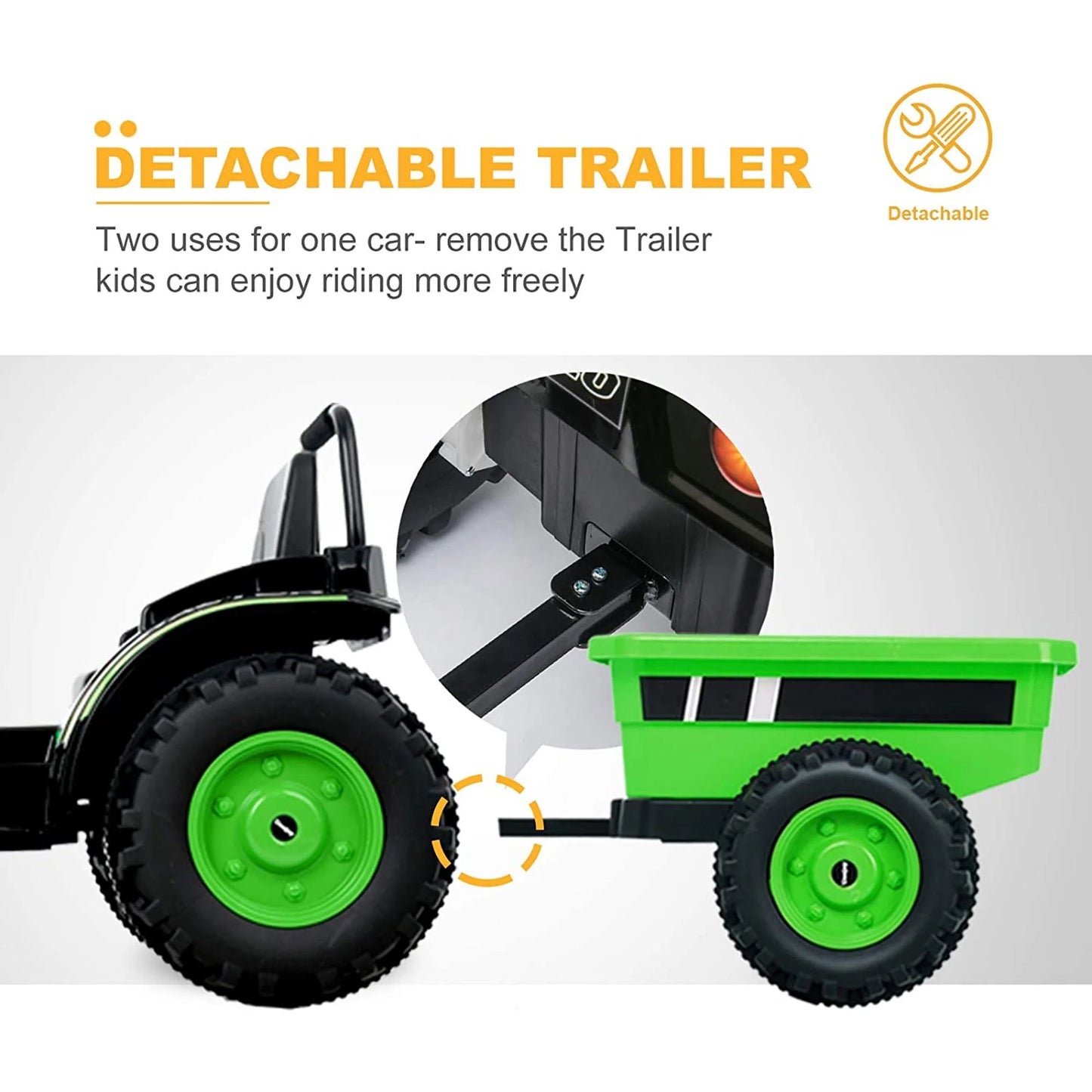 2025 6V Kids Ride-On Electric Tractor with Trailer – Parent Remote Included