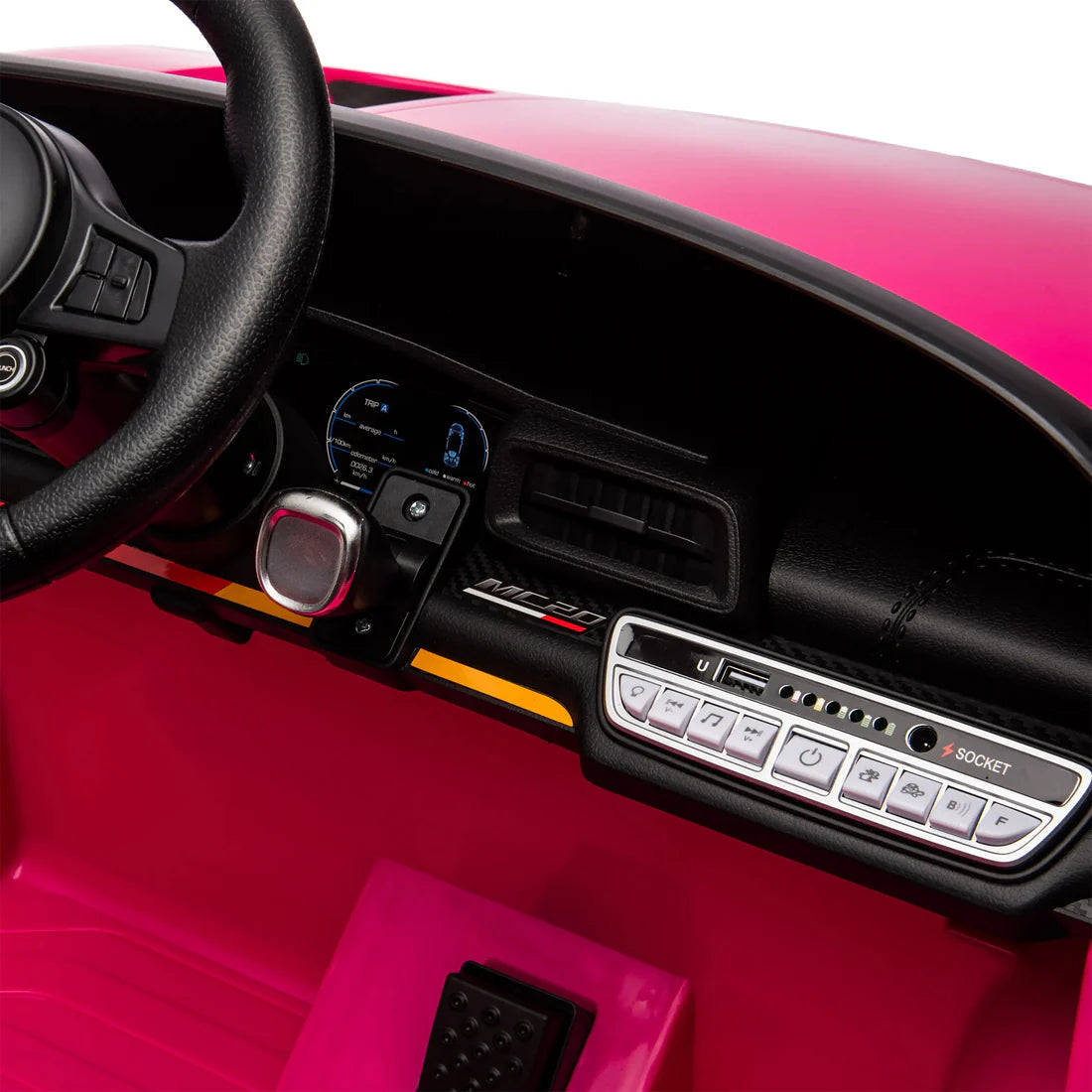 Licensed Maserati MC20 S315 24V 4x4 Two Seater Ride On Car Leather Seat Rubber Wheel Pink