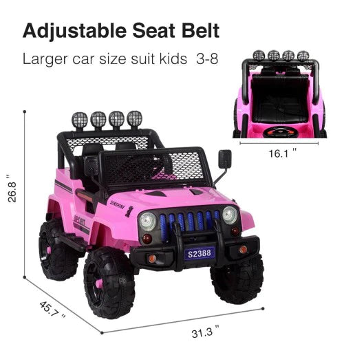 2024 12V Jeep Wrangler Style Kids Ride On 1 Seater Cars with Parental Remote Control