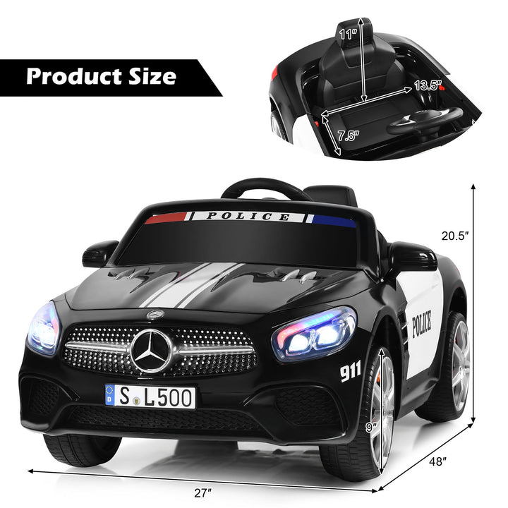 Best 2023 12V Mercedes-Benz SL500 Kids Ride On Police Car with LED Siren Lights with Remote Control - mrtoyscanada