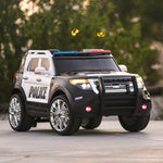 Best 12V Kids Ride On Police Cruiser SUV with Remote Control and LED Siren Lights, Microphone - mrtoyscanada