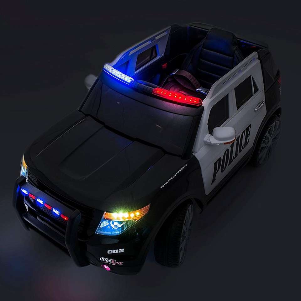 Best 12V Kids Ride On Police Cruiser SUV with Remote Control and LED Siren Lights, Microphone - mrtoyscanada