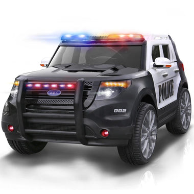 Best 12V Kids Ride On Police Cruiser SUV with Remote Control and LED Siren Lights, Microphone - mrtoyscanada
